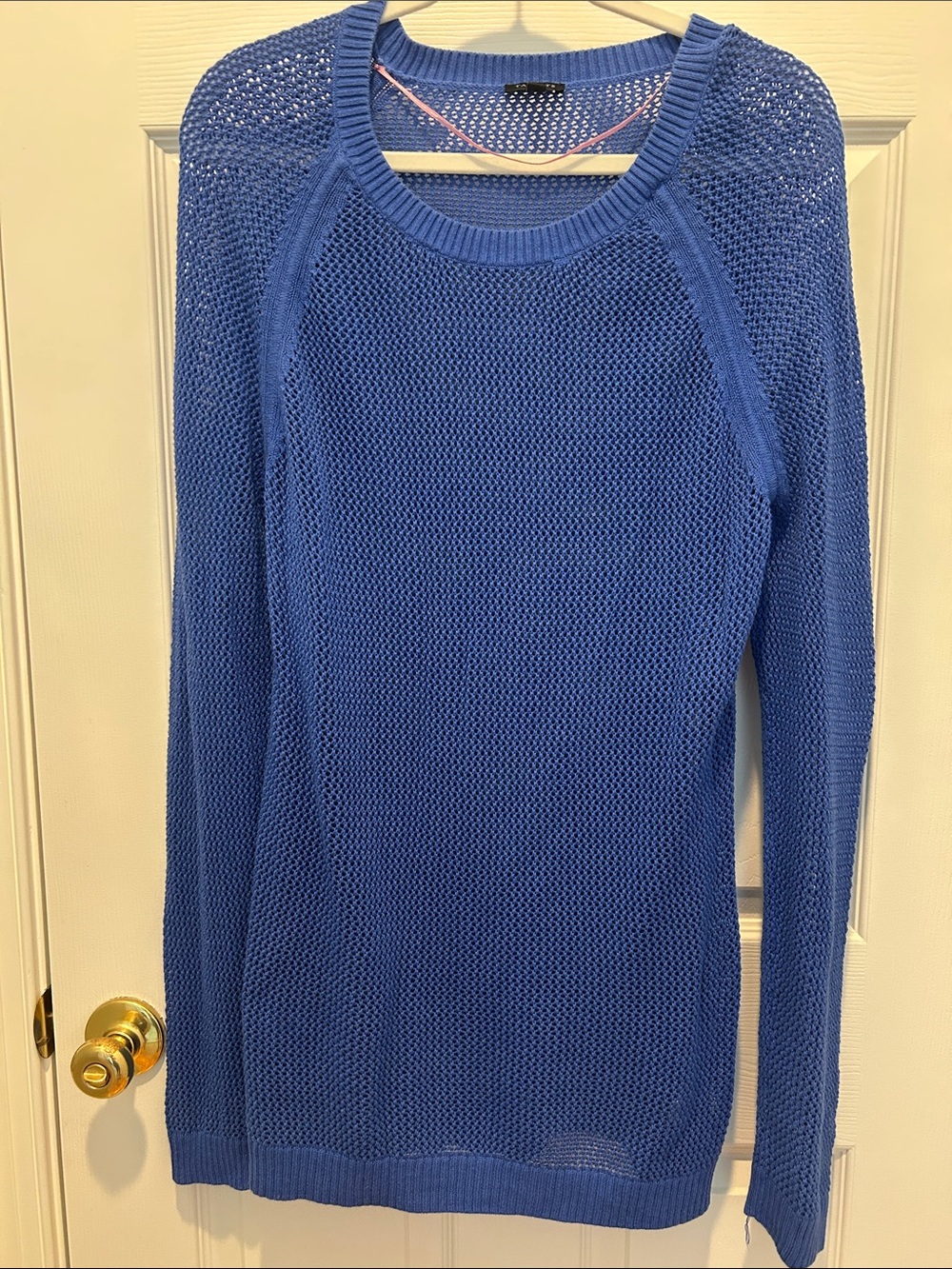 Talbots Periwinkle Blue Open-Weave Crewneck Sweater